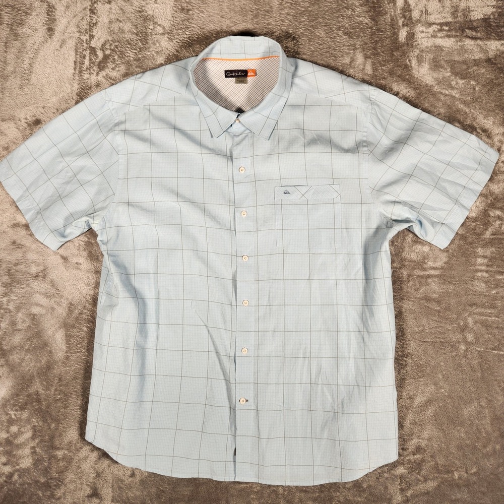 Quiksilver Shirt Mens XXL P509890 Blue Grid Button-Down EUC